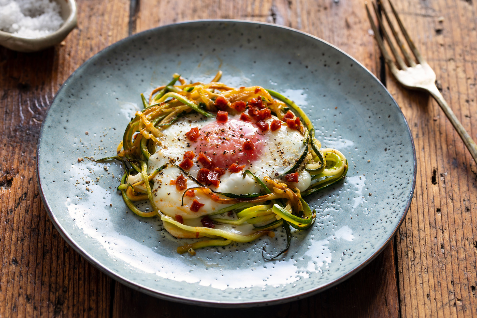 Keto Baked Eggs & Zoodle Nests